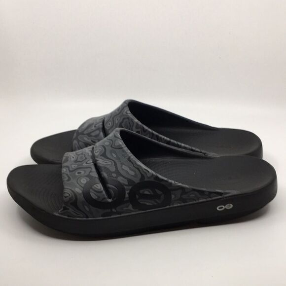 OOFOS OOah Camo Black Grey Recovery Slides Unisex EU 47 Men’s US 14 Women’s 16 main image 10